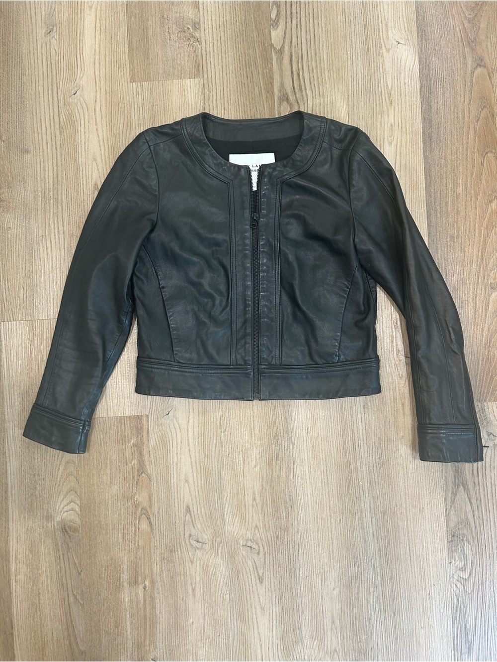 Athleta Black Leather Cropped Jacket